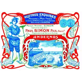 Pub vintage Huîtres Paul Simon Andernos – Parcs à huîtres Art Nouveau | Fin XIXe