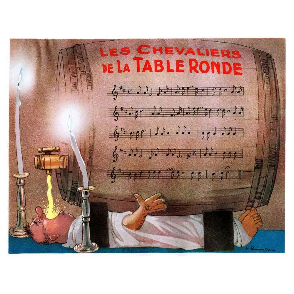 Illustration Chevaliers de la Table Ronde – Chanson à boire partition tonneau | France Illustration Chevaliers de la Table Ronde – Chanson à boire partition tonneau | France