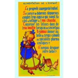 Carte éducative Alimentation Enfant – Hygiène biberon tétines | Début XXe siècle France