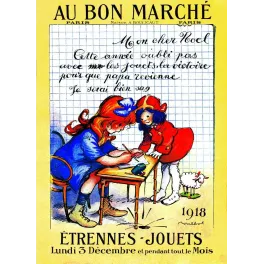 Pub vintage Au Bon Marché 1918 – Lettre Père Noël pendant la guerre, Étrennes Jouets