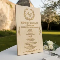 Pancarte bois Menu de mariage , personnalisé format a3