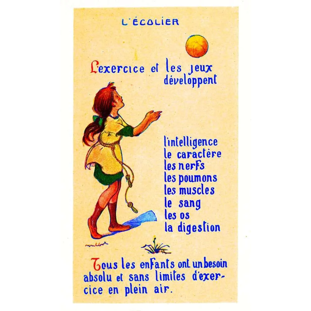 Carte éducative L'Écolier – Exercice et plein air | Début XXe siècle France Carte éducative L'Écolier – Exercice et plein air | Début XXe siècle France