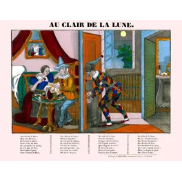 Imagerie d'Épinal Au Clair de la Lune – Pierrot et Arlequin | XIXe siècle