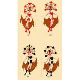 Illustration Art Déco danseuses jeu de cartes – Cœur Carreau Pique Trèfle | Années 1920