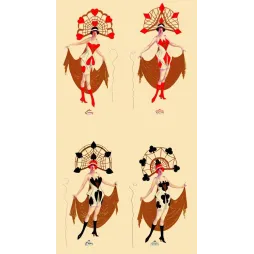 Illustration Art Déco danseuses jeu de cartes – Cœur Carreau Pique Trèfle | Années 1920