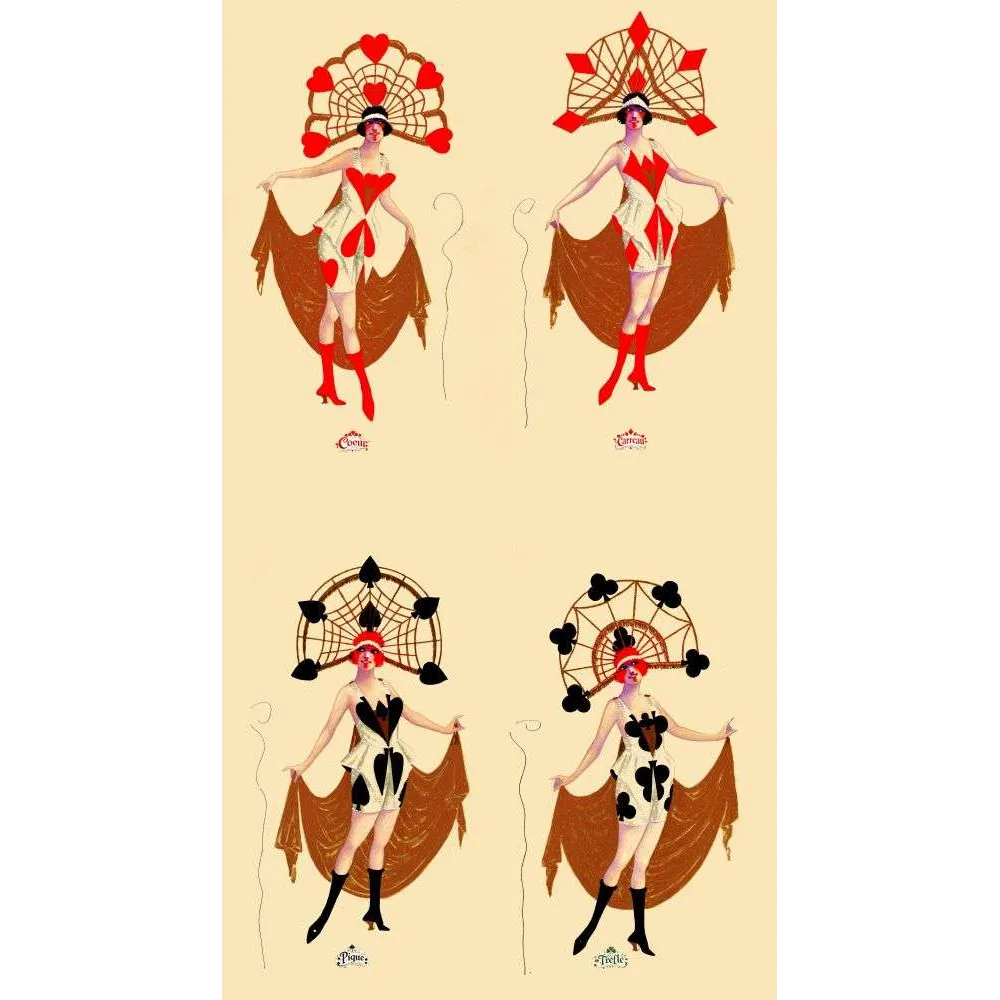 Illustration Art Déco danseuses jeu de cartes – Cœur Carreau Pique Trèfle | Années 1920
