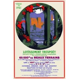 Pub vintage Lotissement Trespoëy – Terrains à Pau | Affiche Art Déco années 1920