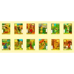 Calendrier Art Nouveau – Douze Mois de l'Année illustrés | Belle Époque France