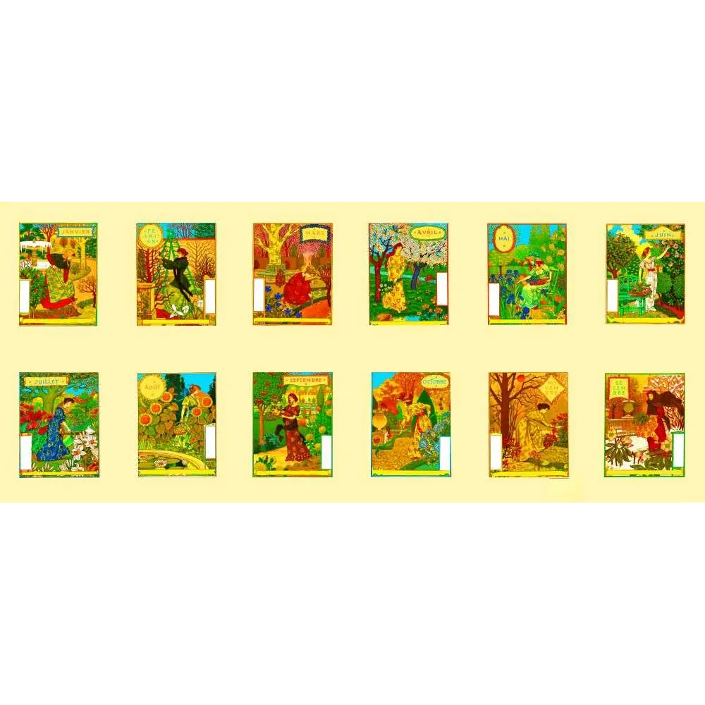 Calendrier Art Nouveau – Douze Mois de l'Année illustrés | Belle Époque France Calendrier Art Nouveau – Douze Mois de l'Année illustrés | Belle Époque France