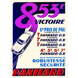 Panhard 853e Victoire Grand Prix Pau – Affiche pub vintage automobile