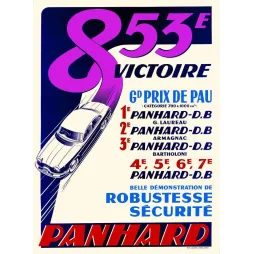 Panhard 853e Victoire Grand Prix Pau – Affiche pub vintage automobile