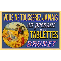 Tablettes Brunet – Affiche pub vintage médicament toux champêtre