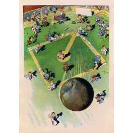 Match de Baseball – Illustration humoristique vintage américaine