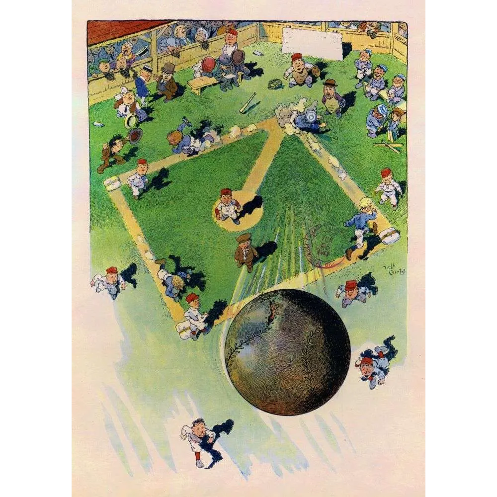 Match de Baseball – Illustration humoristique vintage américaine Match de Baseball – Illustration humoristique vintage américaine