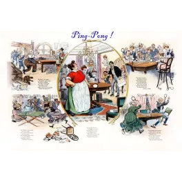 Ping-Pong Folie – Illustration humoristique vintage américaine 1902