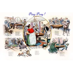 Ping-Pong Folie – Illustration humoristique vintage américaine 1902
