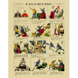 Ah qu'il est doux de voyager – Imagerie Épinal humour vintage voyage