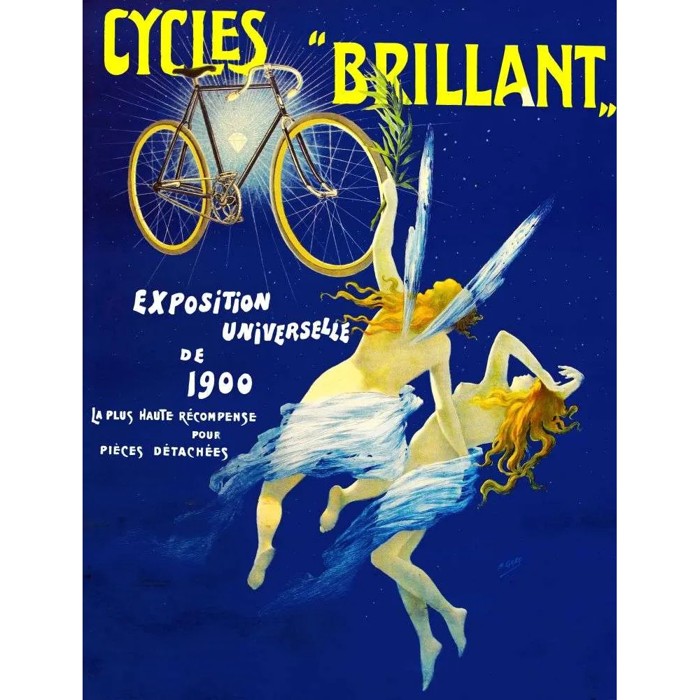 Cycles Brillant 1900 – Affiche pub vintage bicyclette Exposition Universelle