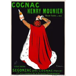 Cognac Henry Mounier – Affiche pub vintage Cappiello cape rouge