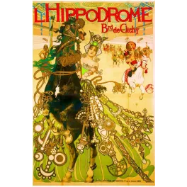 Hippodrome Paris – Affiche spectacle vintage équestre Art Nouveau