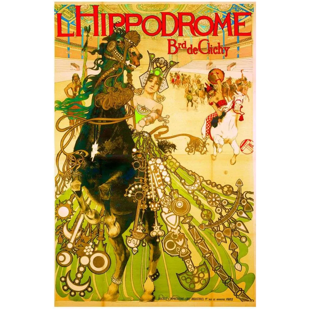 Hippodrome Paris – Affiche spectacle vintage équestre Art Nouveau Hippodrome Paris – Affiche spectacle vintage équestre Art Nouveau