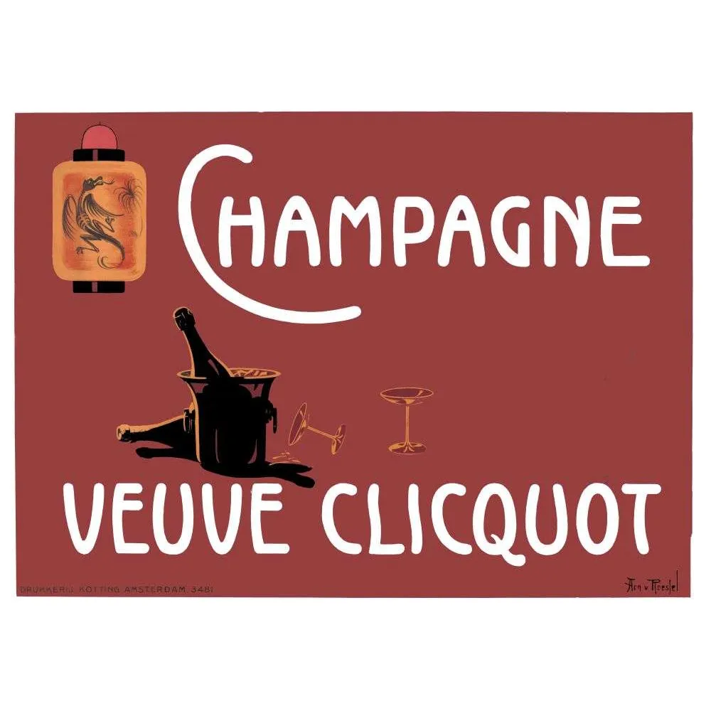 Champagne Veuve Clicquot – Affiche pub vintage Amsterdam minimaliste Champagne Veuve Clicquot – Affiche pub vintage Amsterdam minimaliste