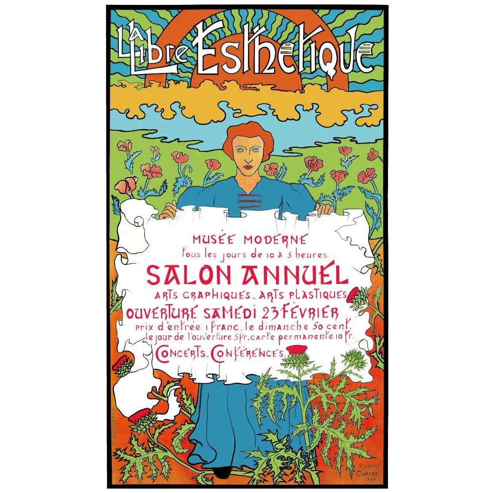 La Libre Esthétique – Affiche salon art Bruxelles Combaz 1895 La Libre Esthétique – Affiche salon art Bruxelles Combaz 1895