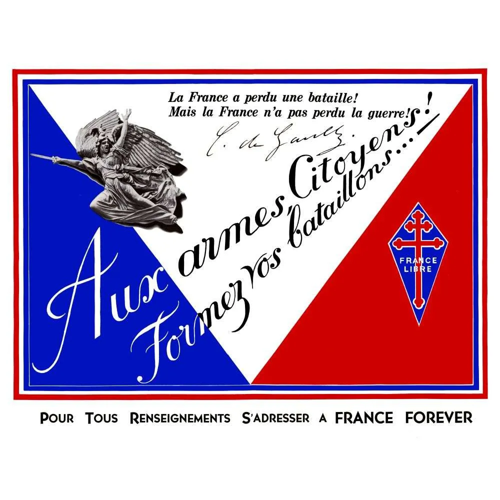 France Libre "Aux Armes Citoyens" – Affiche historique Résistance 1940 France Libre "Aux Armes Citoyens" – Affiche historique Résistance 1940