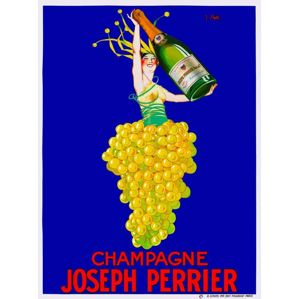 Champagne Joseph Perrier – Affiche pub vintage grappe raisin Champagne Joseph Perrier – Affiche pub vintage grappe raisin