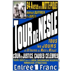 Tour de Nesle Paris – Affiche attraction vintage cour de justice