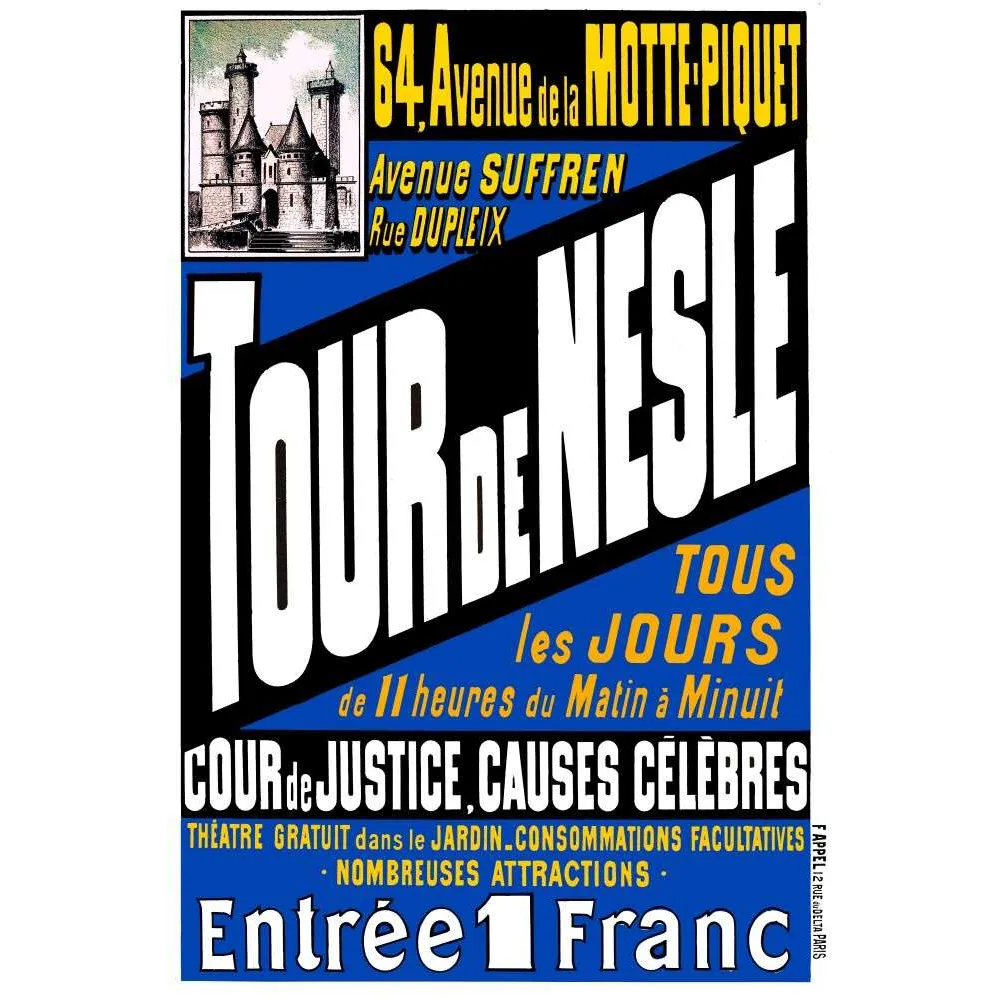 Tour de Nesle Paris – Affiche attraction vintage cour de justice