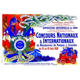 Concours Pompiers Paris 1900 – Affiche document historique Exposition