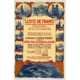 Lloyd de France – Affiche pub vintage assurance guerre 1917