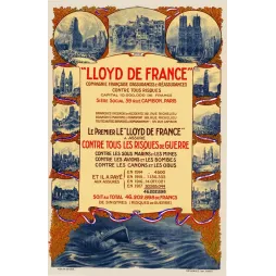 Lloyd de France – Affiche pub vintage assurance guerre 1917