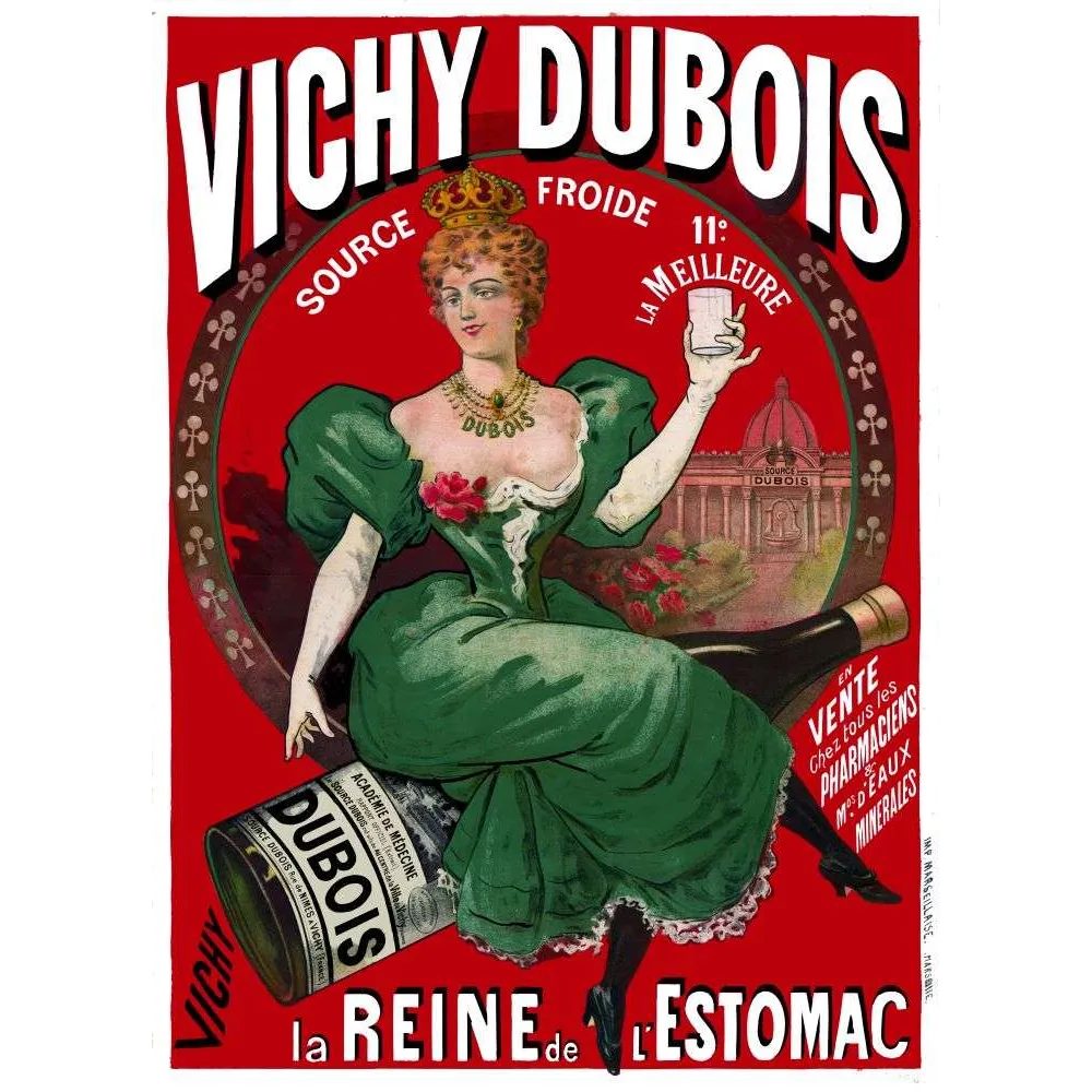 Vichy Dubois Reine de l'Estomac – Affiche pub vintage eau minérale