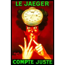 Le Jaeger Compte Juste – Affiche pub vintage compteur Cappiello 1920