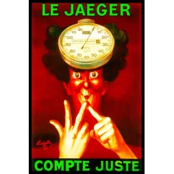 Le Jaeger Compte Juste – Affiche pub vintage compteur Cappiello 1920