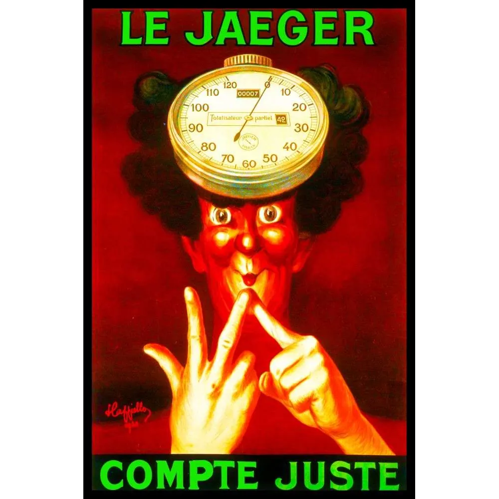 Le Jaeger Compte Juste – Affiche pub vintage compteur Cappiello 1920 Le Jaeger Compte Juste – Affiche pub vintage compteur Cappiello 1920