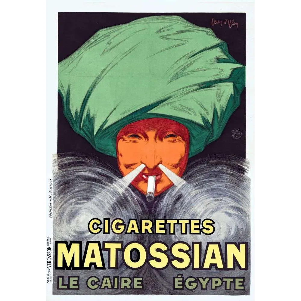 Cigarettes Matossian Le Caire – Affiche pub vintage Léon d'Ully 1926 Cigarettes Matossian Le Caire – Affiche pub vintage Léon d'Ully 1926