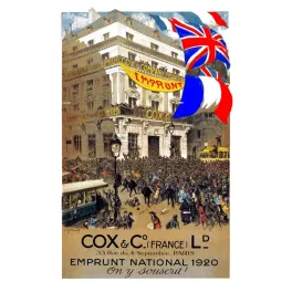 Affiche ancienne Emprunt National 1920 Cox & Co Paris – Propagande financière après-guerre