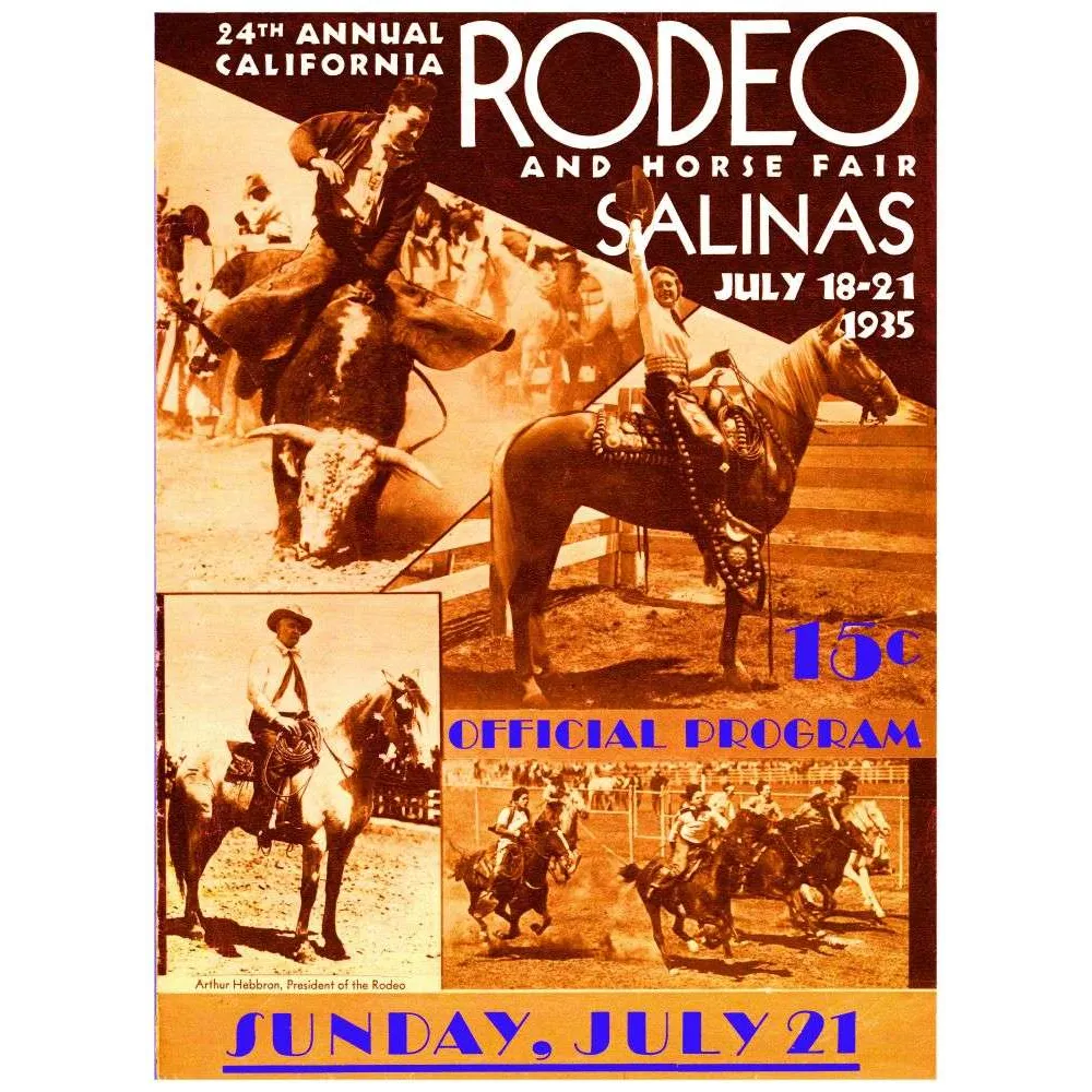 Programme ancien Rodéo Californie Salinas 1935 – Sport équestre américain vintage Programme ancien Rodéo Californie Salinas 1935 – Sport équestre américain vintage