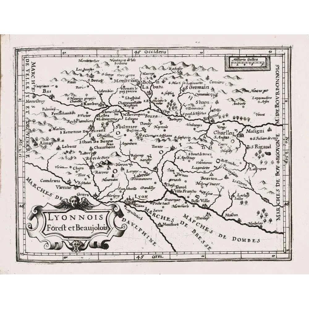 Fac-similé de carte ancienne Lyonnais Forez Beaujolais XVIIe siècle – Cartographie région Lyon vintage Fac-similé de carte ancienne Lyonnais Forez Beaujolais XVIIe siècle – Cartographie région Lyon vintage