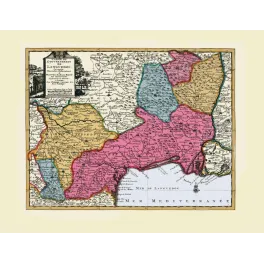 Fac-similé de carte ancienne Languedoc - Pierre Vander à Leyde XVIIIe