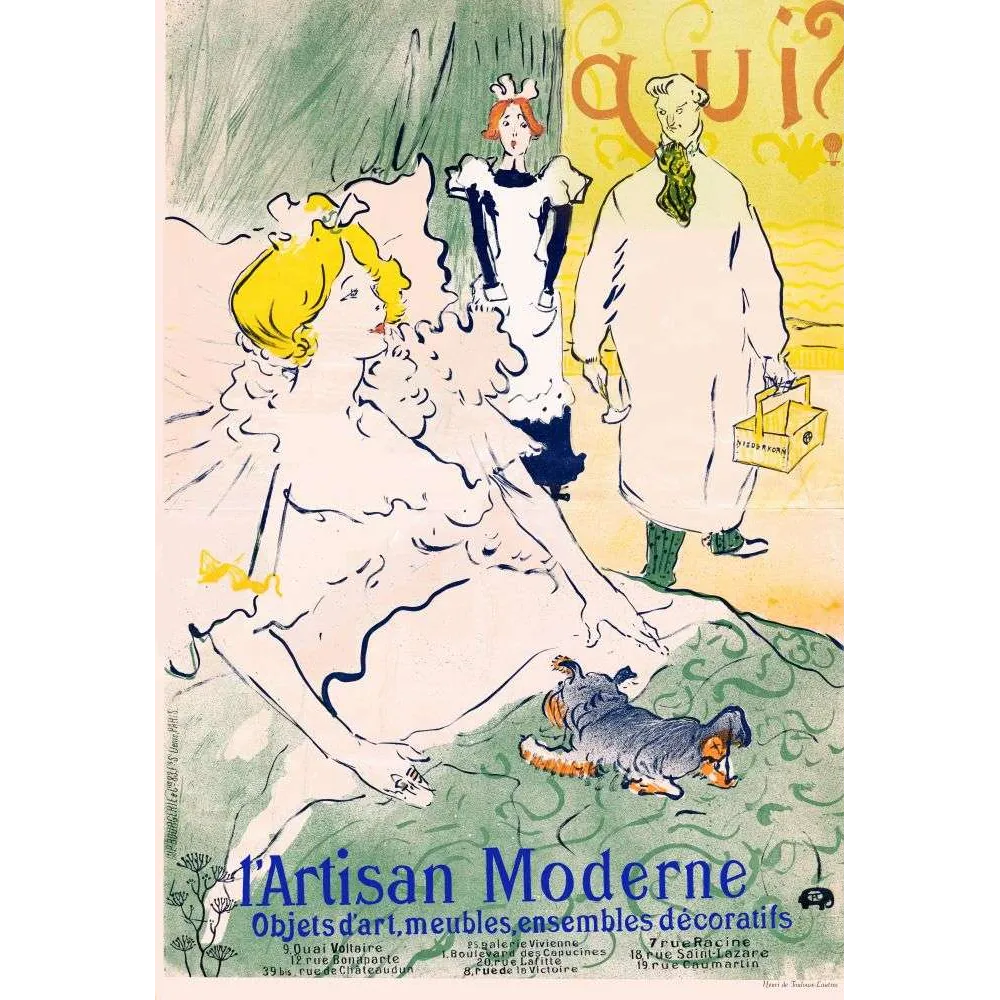 Affiche ancienne L'Artisan Moderne Toulouse-Lautrec Paris – Art nouveau décoration XIXe Affiche ancienne L'Artisan Moderne Toulouse-Lautrec Paris – Art nouveau décoration XIXe