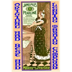Affiche ancienne Pearline Washing Compound Louis Rhead – Publicité ménagère Art nouveau