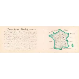 Carte manuscrite ancienne France vignobles XIXe siècle