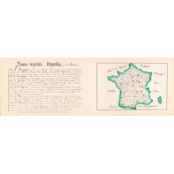 Carte manuscrite ancienne France vignobles XIXe siècle