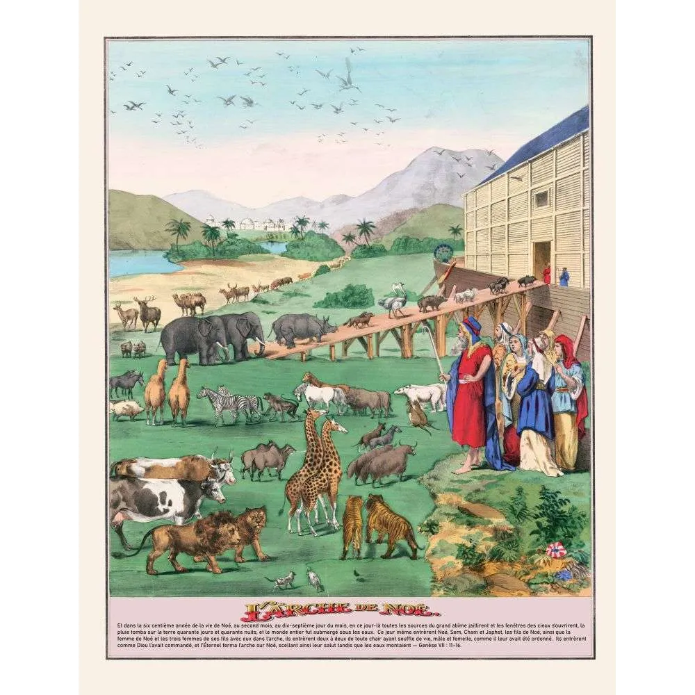 Illustration ancienne Arche de Noé chromolithographie XIXe – Image biblique religieuse vintage Illustration ancienne Arche de Noé chromolithographie XIXe – Image biblique religieuse vintage