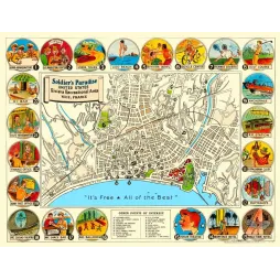 Soldier's Paradise Nice 1945 – Fac-similé de carte ancienne de Zone de loisirs