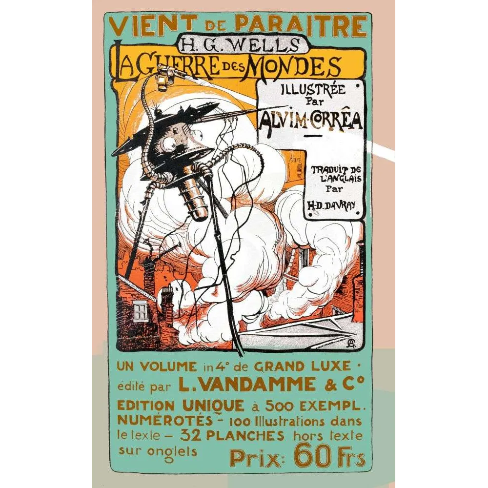 Affiche vintage Guerre des Mondes vient de paraitre - HG Wells Affiche vintage Guerre des Mondes vient de paraitre - HG Wells